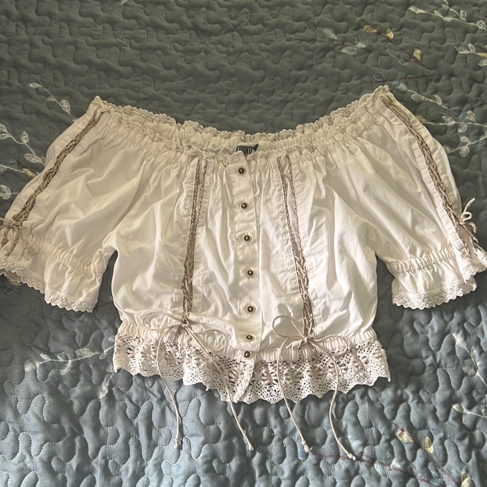 Vintage Cottage Core Crop Top